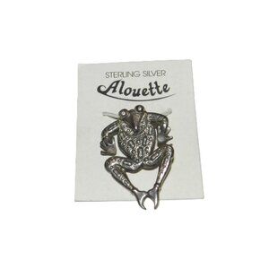 Vintage 925 Sterling Silver Pendant Frog Alouette Very Rare